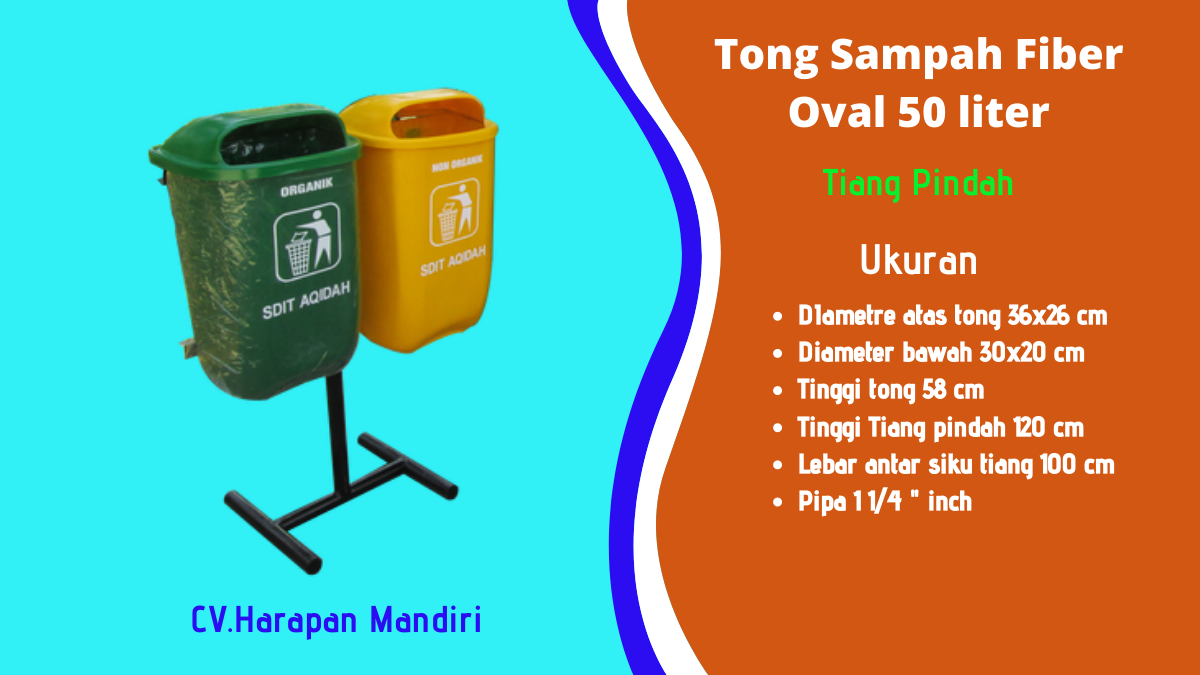 Jual Tong Sampah Fiberglass Oval In Tiang Pindah Liter Surabaya