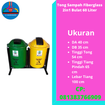 Tong Sampah Fiberglass 2in1 Bulat 60 Liter