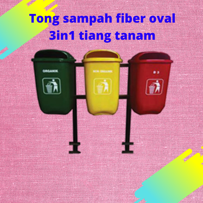 tong sampah fiber oval 3in1